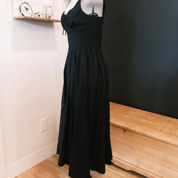 Reformation Balia Linen Dress Black Size 4 - Picture 7 of 10